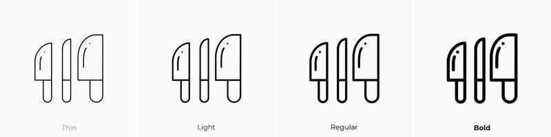 Messer Symbol. dünn, Licht, regulär und Fett gedruckt Stil Design isoliert auf Weiß Hintergrund vektor