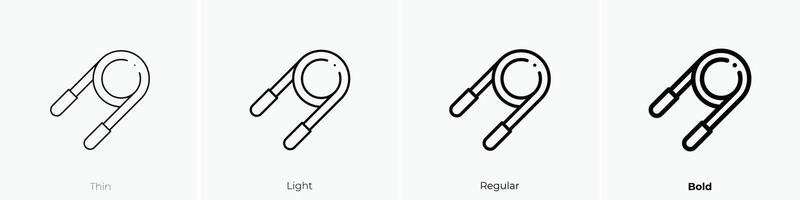 springen Seil Symbol. dünn, Licht, regulär und Fett gedruckt Stil Design isoliert auf Weiß Hintergrund vektor