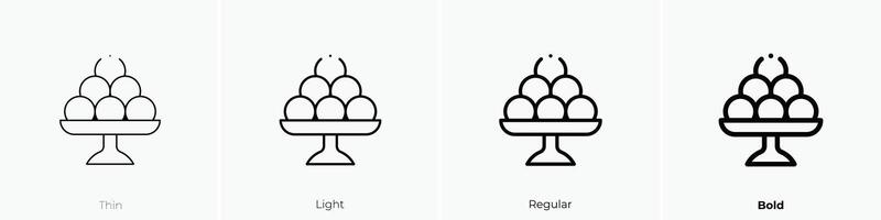 Ladoo Symbol. dünn, Licht, regulär und Fett gedruckt Stil Design isoliert auf Weiß Hintergrund vektor