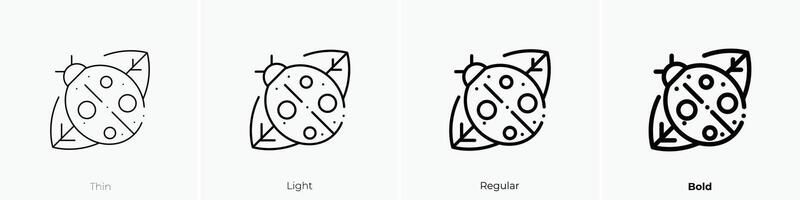 Marienkäfer Symbol. dünn, Licht, regulär und Fett gedruckt Stil Design isoliert auf Weiß Hintergrund vektor