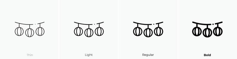 Laternen Symbol. dünn, Licht, regulär und Fett gedruckt Stil Design isoliert auf Weiß Hintergrund vektor