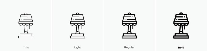 Lampe Symbol. dünn, Licht, regulär und Fett gedruckt Stil Design isoliert auf Weiß Hintergrund vektor