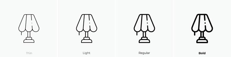 Lampe Symbol. dünn, Licht, regulär und Fett gedruckt Stil Design isoliert auf Weiß Hintergrund vektor