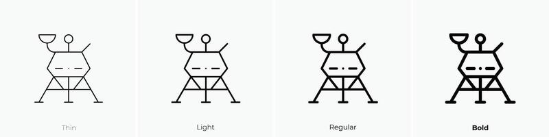 Lander Symbol. dünn, Licht, regulär und Fett gedruckt Stil Design isoliert auf Weiß Hintergrund vektor