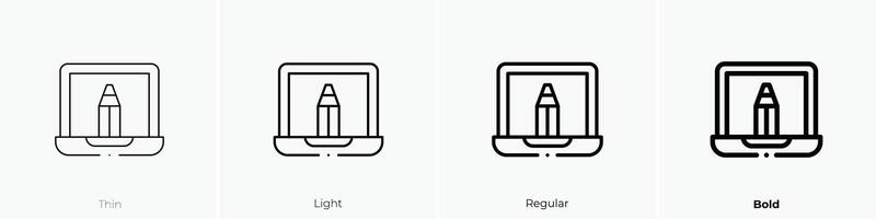 bärbar dator ikon. tunn, ljus, regelbunden och djärv stil design isolerat på vit bakgrund vektor