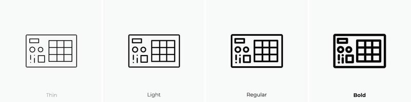 Launchpad Symbol. dünn, Licht, regulär und Fett gedruckt Stil Design isoliert auf Weiß Hintergrund vektor