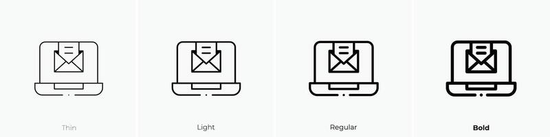Laptop Symbol. dünn, Licht, regulär und Fett gedruckt Stil Design isoliert auf Weiß Hintergrund vektor