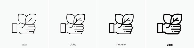 Blatt Symbol. dünn, Licht, regulär und Fett gedruckt Stil Design isoliert auf Weiß Hintergrund vektor