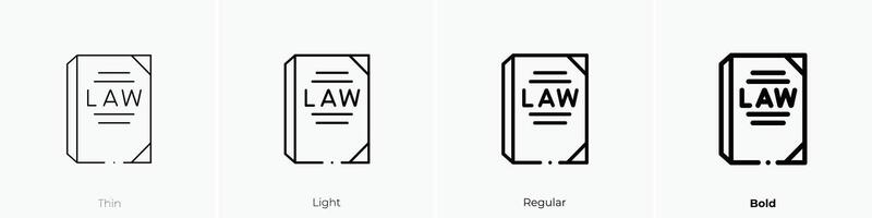 Gesetze Symbol. dünn, Licht, regulär und Fett gedruckt Stil Design isoliert auf Weiß Hintergrund vektor