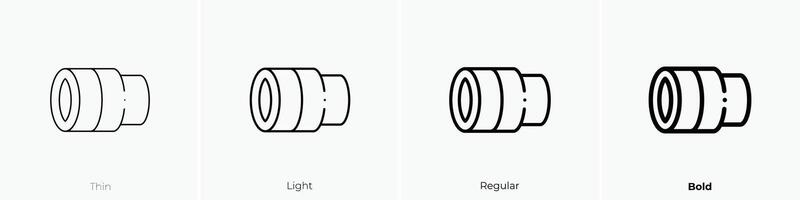 Linse Symbol. dünn, Licht, regulär und Fett gedruckt Stil Design isoliert auf Weiß Hintergrund vektor