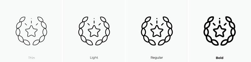 Lorbeer Symbol. dünn, Licht, regulär und Fett gedruckt Stil Design isoliert auf Weiß Hintergrund vektor