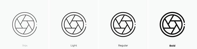 Linse Symbol. dünn, Licht, regulär und Fett gedruckt Stil Design isoliert auf Weiß Hintergrund vektor