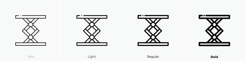 Aufzug Symbol. dünn, Licht, regulär und Fett gedruckt Stil Design isoliert auf Weiß Hintergrund vektor