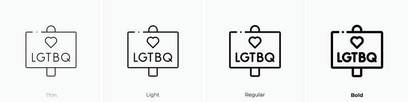 lgtbq Symbol. dünn, Licht, regulär und Fett gedruckt Stil Design isoliert auf Weiß Hintergrund vektor