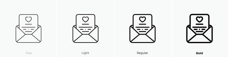 Brief Symbol. dünn, Licht, regulär und Fett gedruckt Stil Design isoliert auf Weiß Hintergrund vektor