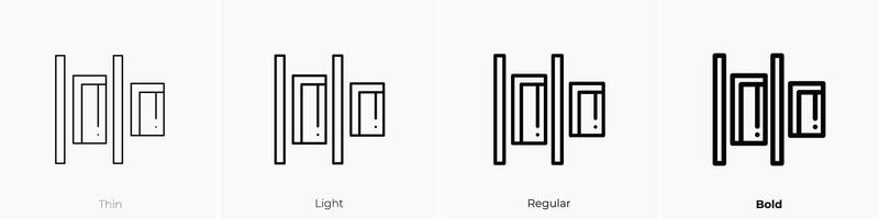 links ausrichten Symbol. dünn, Licht, regulär und Fett gedruckt Stil Design isoliert auf Weiß Hintergrund vektor