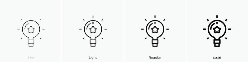 ljus Glödlampa ikon. tunn, ljus, regelbunden och djärv stil design isolerat på vit bakgrund vektor