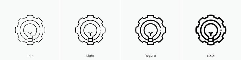 Licht Birne Symbol. dünn, Licht, regulär und Fett gedruckt Stil Design isoliert auf Weiß Hintergrund vektor
