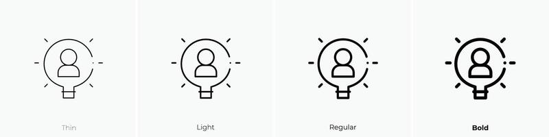 die Glühbirne Symbol. dünn, Licht, regulär und Fett gedruckt Stil Design isoliert auf Weiß Hintergrund vektor