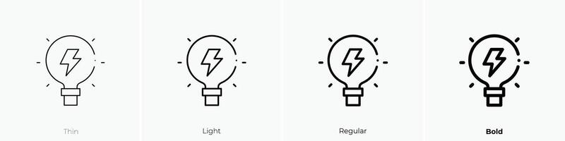 glödlampa ikon. tunn, ljus, regelbunden och djärv stil design isolerat på vit bakgrund vektor