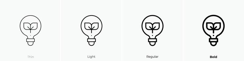 die Glühbirne Symbol. dünn, Licht, regulär und Fett gedruckt Stil Design isoliert auf Weiß Hintergrund vektor