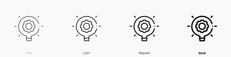 Licht Birne Symbol. dünn, Licht, regulär und Fett gedruckt Stil Design isoliert auf Weiß Hintergrund vektor