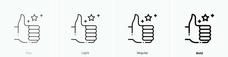 mögen Symbol. dünn, Licht, regulär und Fett gedruckt Stil Design isoliert auf Weiß Hintergrund vektor