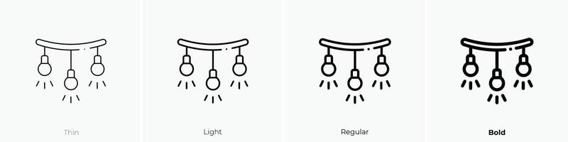 Beleuchtung Symbol. dünn, Licht, regulär und Fett gedruckt Stil Design isoliert auf Weiß Hintergrund vektor