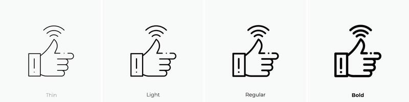 mögen Symbol. dünn, Licht, regulär und Fett gedruckt Stil Design isoliert auf Weiß Hintergrund vektor