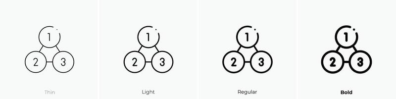 Linie Diagramm Symbol. dünn, Licht, regulär und Fett gedruckt Stil Design isoliert auf Weiß Hintergrund vektor