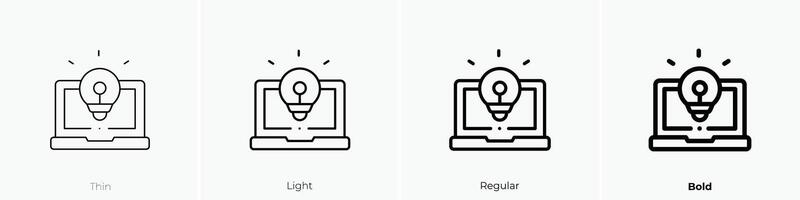 die Glühbirne Symbol. dünn, Licht, regulär und Fett gedruckt Stil Design isoliert auf Weiß Hintergrund vektor