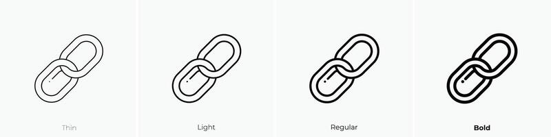 länk ikon. tunn, ljus, regelbunden och djärv stil design isolerat på vit bakgrund vektor