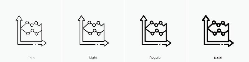 Linie Diagramm Symbol. dünn, Licht, regulär und Fett gedruckt Stil Design isoliert auf Weiß Hintergrund vektor