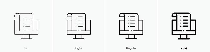 aufführen Symbol. dünn, Licht, regulär und Fett gedruckt Stil Design isoliert auf Weiß Hintergrund vektor