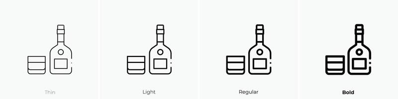 Alkohol Symbol. dünn, Licht, regulär und Fett gedruckt Stil Design isoliert auf Weiß Hintergrund vektor