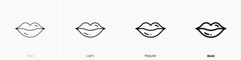 Lippen Symbol. dünn, Licht, regulär und Fett gedruckt Stil Design isoliert auf Weiß Hintergrund vektor