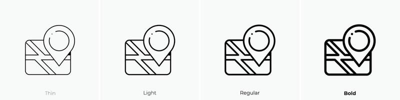 Ort Stift Symbol. dünn, Licht, regulär und Fett gedruckt Stil Design isoliert auf Weiß Hintergrund vektor