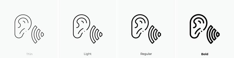 Hör mal zu aktiv Symbol. dünn, Licht, regulär und Fett gedruckt Stil Design isoliert auf Weiß Hintergrund vektor