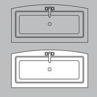 oben Aussicht Badewanne Symbol zum Haus planen Design. Badewanne Symbol Umriss. Badewanne Symbol Gliederung vektor