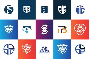 brev mark geometrisk modern minimal första logotyp design uppsättning samling mall för företag företag vektor