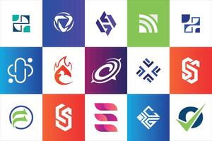 uppsättning av kreativ modern minimal logotyp design mall företag företag hemsida social media användande geometrisk monogram första stilar vektor