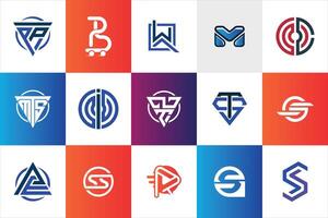 Brief Kennzeichen geometrisch modern minimal Initiale Logo Design einstellen Sammlung Vorlage zum Geschäft Unternehmen vektor