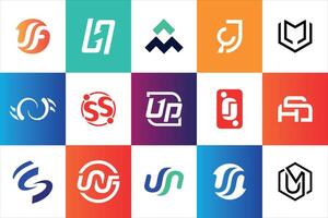 einstellen von kreativ modern minimal Logo Design Vorlage Unternehmen Geschäft Webseite Sozial Medien Verwendungszweck geometrisch Monogramm Initiale Stile vektor
