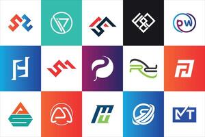 einstellen von kreativ modern minimal Logo Design Vorlage Unternehmen Geschäft Webseite Sozial Medien Verwendungszweck geometrisch Monogramm Initiale Stile vektor