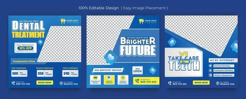 medicinsk dental sjukvård social media posta mall. modern baner design med blå Färg och plats för de Foto. lämplig för social media, webbplatser, flygblad, och banderoller. vektor