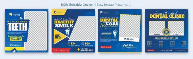 medizinisch Dental Gesundheitswesen Sozial Medien Post Vorlage. modern Banner Design mit Blau Farbe und Platz zum das Foto. geeignet zum Sozial Medien, Webseiten, Flyer, und Banner. vektor