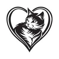 katt älskare hjärta stock design illustration isolerat på vit bakgrund vektor