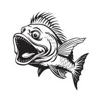 Fisch Bild Logo Design Kunst auf Weiß Hintergrund vektor