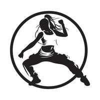 zumba kondition dansa silhuett logotyp design isolerat på vit bakgrund vektor