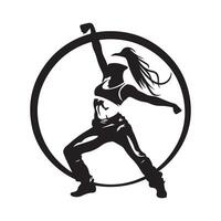 zumba kondition dansa silhuett logotyp design isolerat på vit bakgrund vektor
